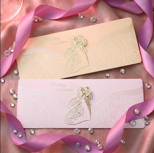 Tarjeta de Invitación de Boda de Lujo con Estampado Dorado y Sobre, Elegante Invitación de Matrimonio con Estampado en Relieve, Personalizable para Aniversario - Product Image 5
