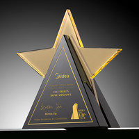 Trophée en cristal en forme d'étoile à cinq branches créative, récompense de compétition, souvenir, médaille gravée avec le logo Midea