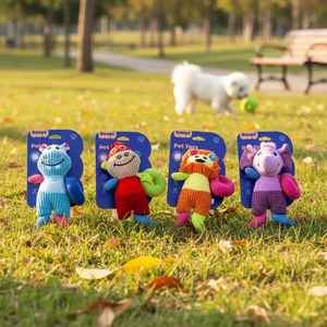 Set di colori misti 19x23cm velluto a coste animali cigolanti cane masticare giocattoli morbidi peluche per animali domestici - Product Image 3