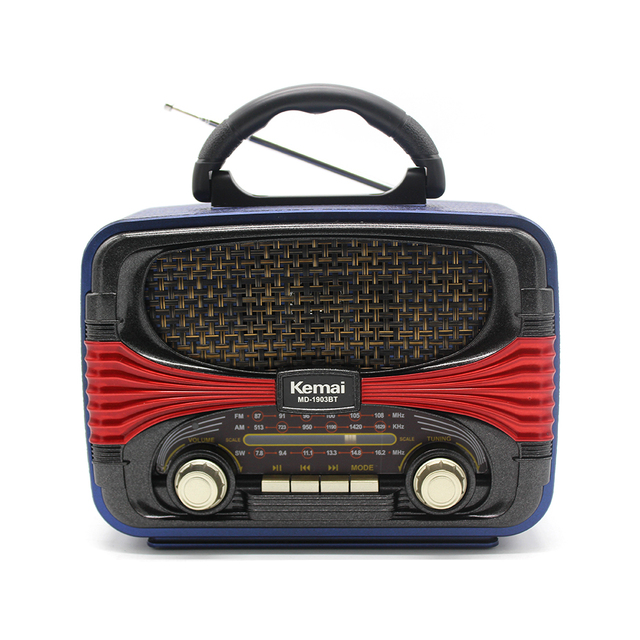 Vintage Style Portable Radio MD-1903BT with WIRELESS BT, USB/SD Support, FM/AM/SW Receiver, Built-in Battery, Hand Carry