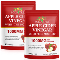 Bonbons gélifiés au vinaigre de cidre de pomme SOLOTREE pour adultes, 90 gélifiés, extrait végétal naturel de qualité supérieure, soutien à la perte de poids et à la santé digestive