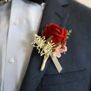 Koreanische Rose Brautjungfern Hochzeit Handgelenk Blume Bräutigam Brüder Gruppe Corsage Großhandel