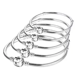 Bracciale in argento sterling Pan S925 catena base fai da te catena in argento placcato in osso di serpente a lungo termine braccialetto di ritenzione del colore transfrontaliero