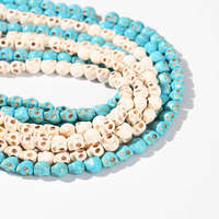 Perles en vrac en howlite blanche en forme de tête de crâne, perles squelette sculptées pré-percées, pour la fabrication de bijoux gothiques d'Halloween, vente en gros en vrac