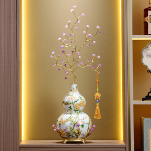 <b>Amethyst</b> Money Tree Gourd Vase Ornament Purple <b>Crystal</b> Feng Shui Living Room Entryway Decor Housewarming Gift - Product Image 5