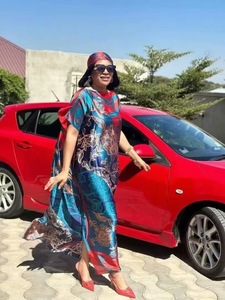 Bán Buôn Thiết Kế Sang Trọng Lụa In Áo Với Khăn Quàng Đầu Phong Cách Dân Tộc Châu Phi Lỏng Phụ Nữ Polyester Lụa Hồi Giáo Kaftans Áo - Product Image 6