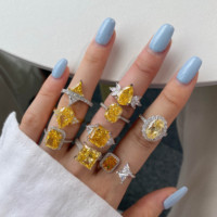 Bague Dylam en argent S925 avec zircon cubique jaune, bague de promesse minimaliste, bague de fiançailles, bague de mariage, bijoux pour femmes