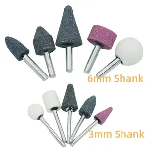 PEX 3mm 6mm Vástago Abrasivo Montado Puntos de piedra Cabezales de molienda eléctricos Ruedas de pulido para <span class=keywords><strong>Dremel</strong></span> Rotary Kit - 10 pcs/set - Product Image 2