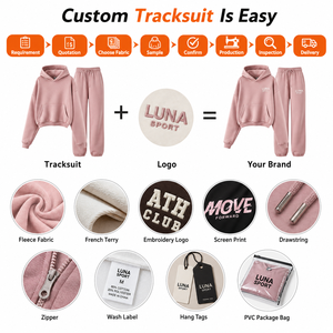 Survêtement à capuche court brodé avec logo personnalisé pour femme, style européen et américain, haute qualité, avec pantalon large à coutures contrastées - Product Image 3