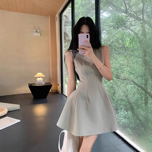 <span class=keywords><strong>Robe</strong></span> Courte Élégante Sans Manches pour <span class=keywords><strong>Femme</strong></span>, Nouvelle Collection 2026, Col Rond, Coupe Évasée Trapèze, <span class=keywords><strong>Robe</strong></span> de Soirée Formelle - Product Image 1
