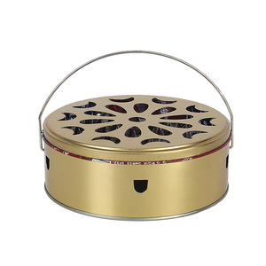 Rialzato in profondità portatile scatola di bobina di zanzara con coperchio vassoio per uso domestico cenere per aromaterapia stufa ignifuga porta goffratura vari - Product Image 1