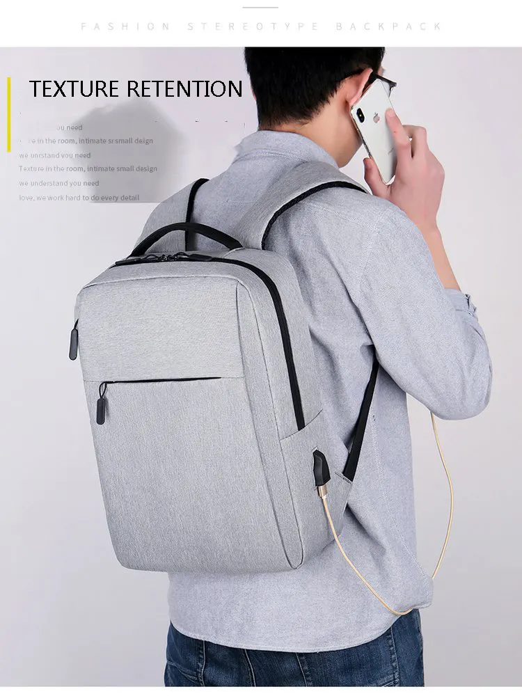 Classic Design Student School Bags Unisex Capacity Leather Office Computer Bag Nylon Anti Theft Custom Laptop Backpack