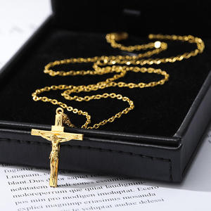 Colgante de Cruz de Jesús Popular en Oro de 18k, Joyería <span class=keywords><strong>Cristiana</strong></span> de Moda, Collar con Colgante para Hombre - Product Image 2