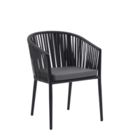 Chaise de salle à manger d'extérieur moderne en corde, fauteuil rembourré avec dossier tressé incurvé pour patio, jardin, balcon, terrasse