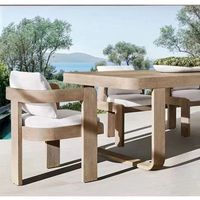 Ensemble de canapés en teck au design moderne combinaison de chaises de table en bois massif haut de gamme meubles de protection solaire imperméables pour villa de jardin