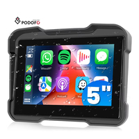 Podofo Monitor Portabel Nirkabel 5 Inci Carplay/Android Auto Tahan Air IP67 untuk Sepeda Motor Mendukung Airplay Android Cast BT