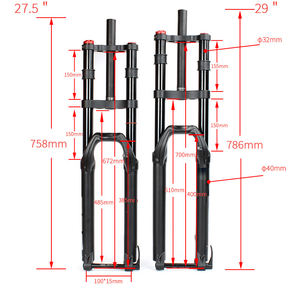 Fourche de vélo à double épaulement Double couronne 29 27.5 pouces VTT Amortisseurs avant Fourche à suspension pneumatique pour Super Dirt Bike - Product Image 2