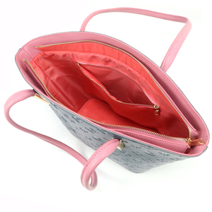 Fashion Women Tote Bag PU Leather Embossed Shoulder Handbag Color Block Large Capacity Daily Shopping Bag - Product Image 5