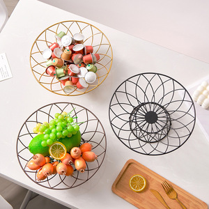 Metal Fruit Basket Round 1-3L Durable Storage For Home Desktop Use - Product Image 4