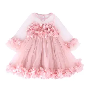 Fornitore della cina abiti carini per il vestito di fiori di Tulle di pizzo del partito Pari vestito per la neonata