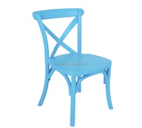 Chaise empilable en résine plastique blanche et rose de haute qualité pour enfants, avec dossier en X, idéale pour les fêtes de mariage en extérieur