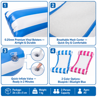 Transat gonflable pour 2 personnes, flotteur de piscine en PVC, hamac flottant avec appui-tête intégré, design ergonomique pour la plage, le lac, l'été