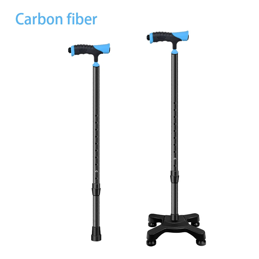 Medical walking stick carbon fiber lightweight and adjustable walking cane with light for the elderly