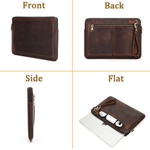 Housse pour ordinateur <span class=keywords><strong>portable</strong></span> en cuir véritable Crazy Horse rétro minimaliste 14,2 pouces pour hommes, pour <span class=keywords><strong>les</strong></span> voyages, la maison, le bureau, avec sangle de poignet détachable - Product Image 4