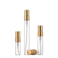 Atomiseur de parfum de voyage miniature en stock, 2ml 3ml 5ml 10ml, flacon en verre fin à filetage, pulvérisateur avec couvercle en aluminium électroplaqué
