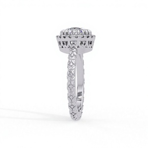 Anillo de compromiso solitario con halo de diamantes cultivados en laboratorio de 2 quilates y plata 925, Celestial Promise, joyería fina de lujo OEM, regalo para mujer - Product Image 2
