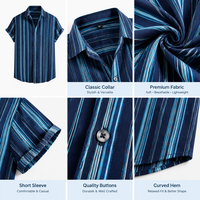 Kemeja Flanel Pria Motif Bunga Custom OEM, Kemeja Liburan Katun Organik Lengan Pendek, Pakaian Kasual Bernapas Grosir