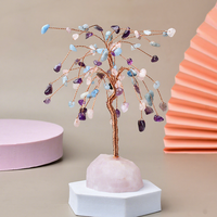 Arbre de la Fortune en Cristal Fait Main Feng Shui, Décoration de Richesse en Pierre Naturelle, Ornement de Table pour la Maison, le Bureau ou comme Cadeau