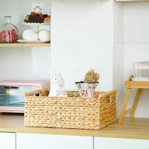 Handmade Đa Chức Năng Mộc Mạc Wicker Lưu Trữ Giỏ Bền Vững Mây Dệt Hình Chữ Nhật Lớn Gỗ Rơm Treo Nhà Bếp Sử Dụng - Product Image 6