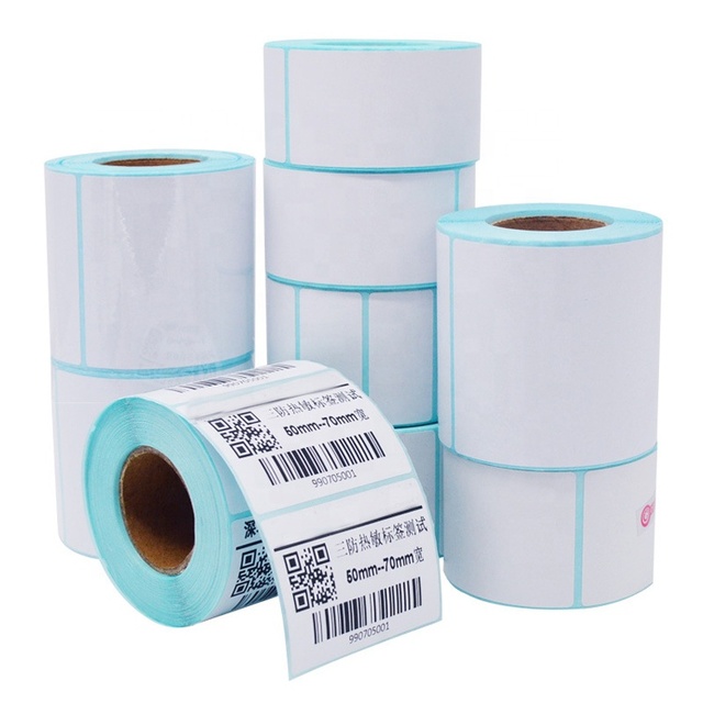 Custom Size Waterproof Adhesive Waybill Logistics Barcode Thermal Label Sticker Paper Roll