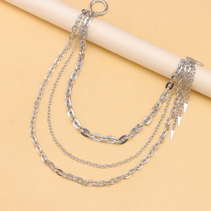 Three Layer Metal Pants <b>Chain</b> Stainless Steel Double Ring Hip Hop <b>Waist</b> Accessory Adult White K - Product Image 4