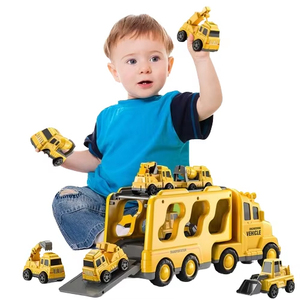 Juguete Educativo para Niños, Camión de Juguete de Plástico de Doble Capa, con Luces e Inercia, Música, para Ingeniería, Transporte, Policía, Ciudad, <span class=keywords><strong>Taxi</strong></span> - Product Image 1