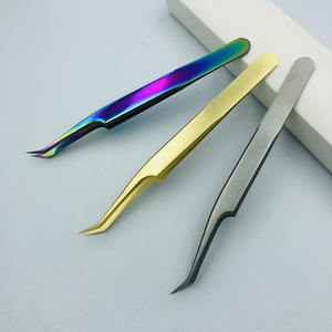 Precision curved tweezers for eyelash <b>extensions</b>, queen curler, princess curler, colored gold flower eyebrow tweezers, OEM - Product Image 1