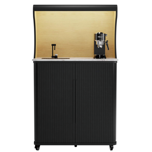 Gabinetes de Comedor Modernos Negros OLLY para Sala de Estar, Puerta Corredera, <span class=keywords><strong>2</strong></span> Cajones, 5+ Compartimentos, Panel Trasero Curvo de Melamina, Garantía de 5 Años - Product Image 4