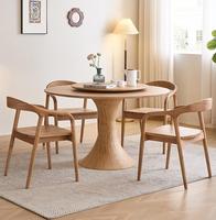 Runder Esstisch aus weißem Eschenholz Kleine Wohnung Retro Einfacher Heimgebrauch Kleiner Bund-Plattenspieler Massivholz Runder Tisch
