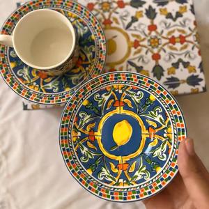 Juego de Tazas <span class=keywords><strong>y</strong></span> Platos de Porcelana <span class=keywords><strong>con</strong></span> Diseño de Flores de Limón, Estilo Real, para Café <span class=keywords><strong>y</strong></span> Té - Product Image 3
