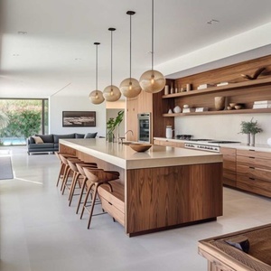 Conjunto de armario de cocina moderno hecho en China, cocina con Isla, muebles de armario de cocina de madera maciza personalizados - Product Image 6