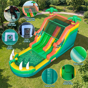 Tobogán Acuático Inflable de PVC de Grado Comercial, Tobogán Inflable de Doble Carril para Jardín con Piscina Sellada, Ideal para Alquiler en Eventos - Product Image 3