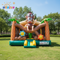 WINSUN Château Gonflable Commercial pour Enfants, Thème Singe, pour Extérieur, Idéal pour Fêtes et Location en Jardin
