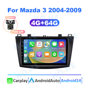 Reproductor Multimedia para coche con navegación GPS Android 14 4 + 64G para <span class=keywords><strong>Mazda</strong></span> 3 2004-2009 con <span class=keywords><strong>Apple</strong></span> <span class=keywords><strong>Carplay</strong></span> inalámbrico Android Auto DSP - Product Image 3