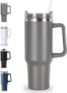 40oz Insulated Stainless Steel Tumbler with Handle Straw, BPA Free Leak Proof Double Wall Vacuum Travel <b>Mug</b> - Product Image 2