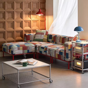 Canapé moderne Longstar, ensemble de canapés en tissu patchwork vibrant, style bohème tendance avec ottoman pour salon - Product Image 4