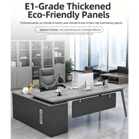 Ensemble de bureau et chaise en L moderne avec caractéristiques ignifuges et rangement bibliothèque pour bureau de direction