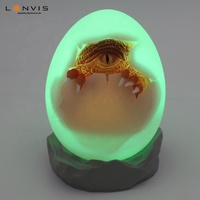 Veilleuse 3D en forme d'œuf de dinosaure, lumière multicolore, avec télécommande, 16 LED, Rechargeable, 1 pièce
