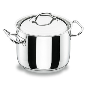 Pentola professionale per zuppe con coperchio da 8 litri in acciaio inossidabile per la preparazione di brodo e zuppe. - Product Image 1