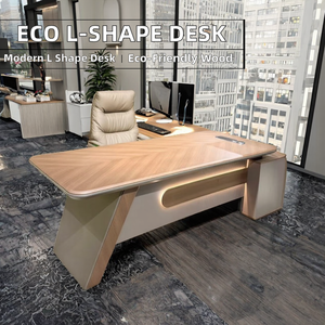 Escritorio Ejecutivo Moderno en Forma de L, Ecológico, Duradero, Diseño Modular de MDF, con Capacidad para 17 Notas de Texto (100 caracteres por línea) - Product Image 2